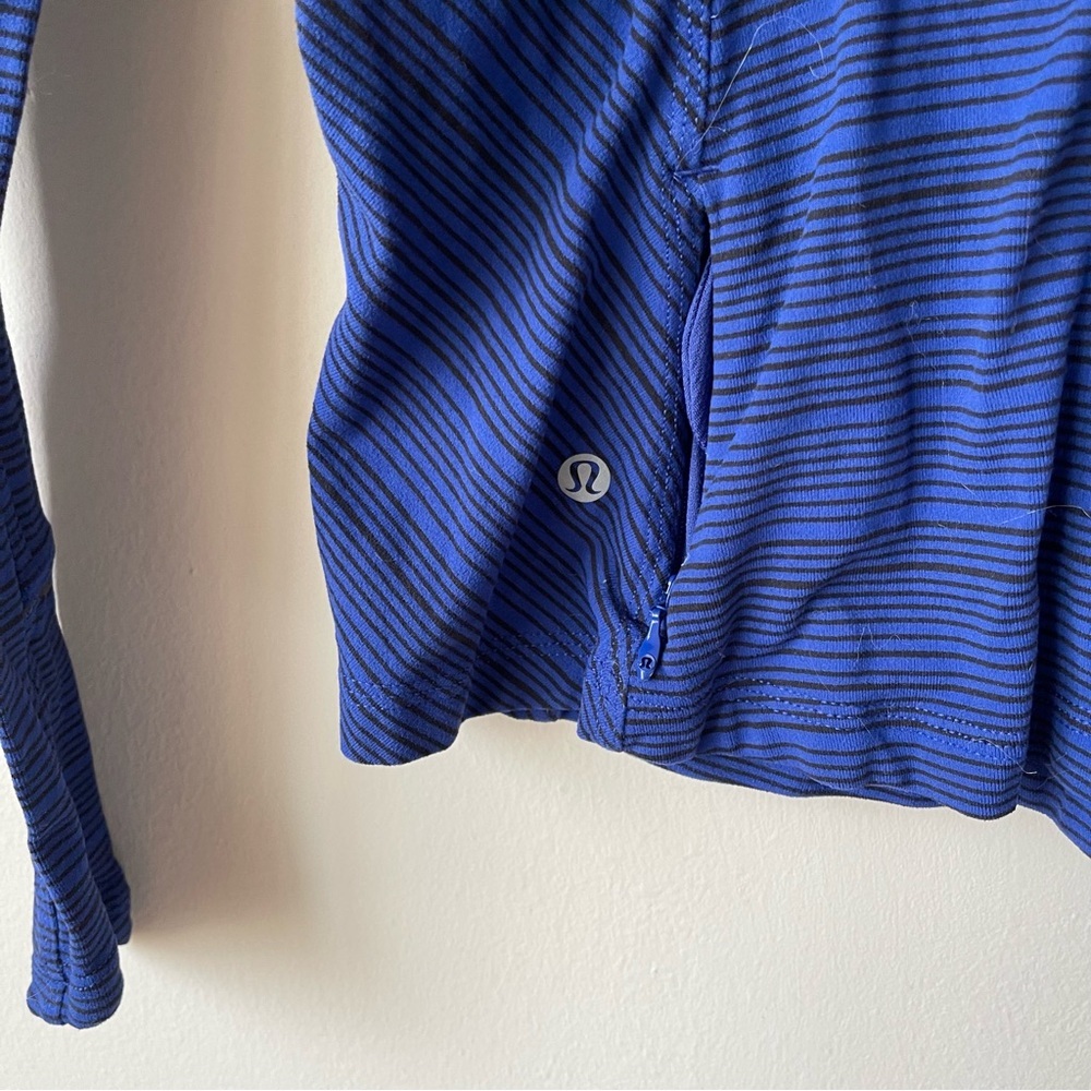 LULULEMON Kanto Catch Me Long Sleeve Kanto Stripe Sapphire Blue Black Size 2 - Picture 9 of 13